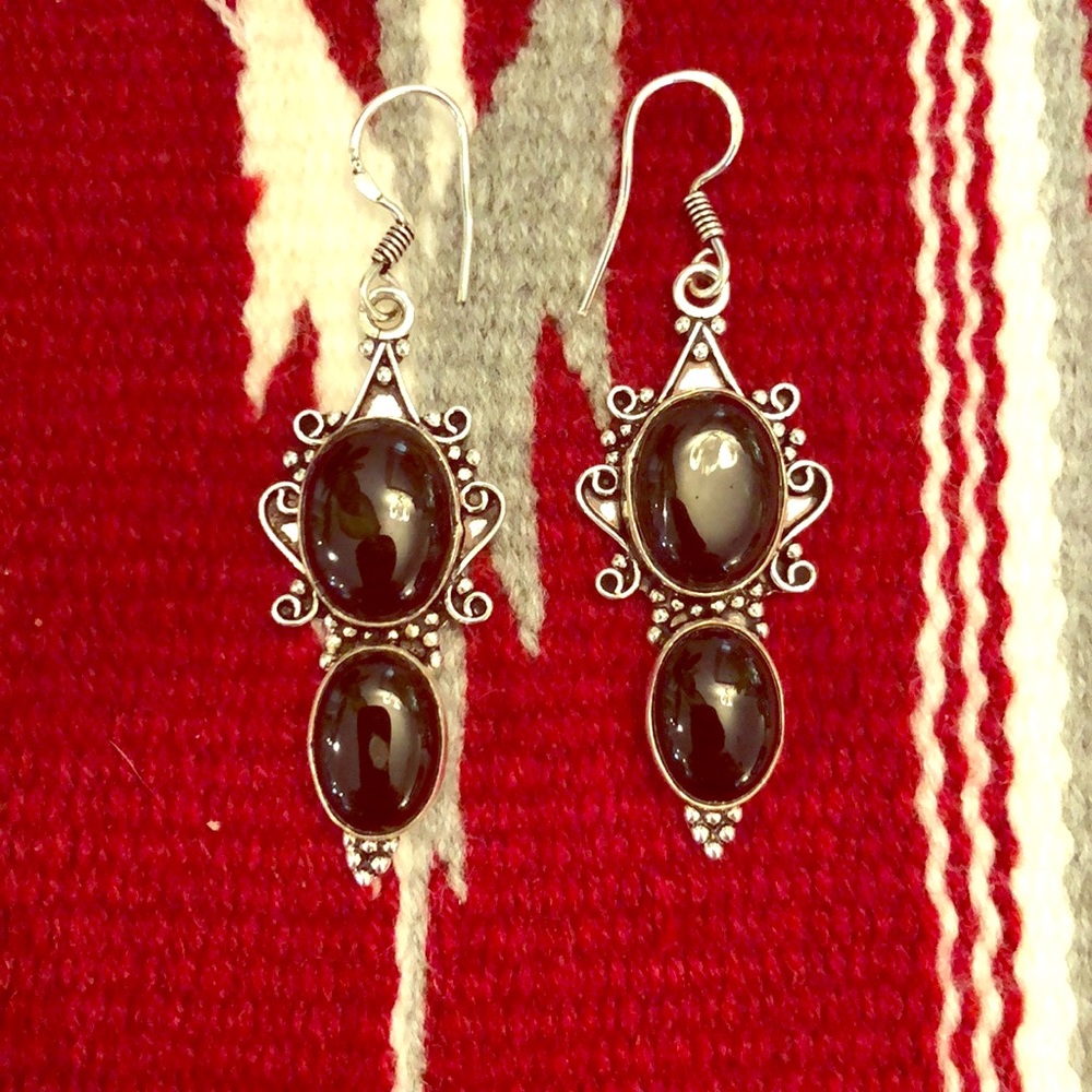 Silver Onyx Earrings